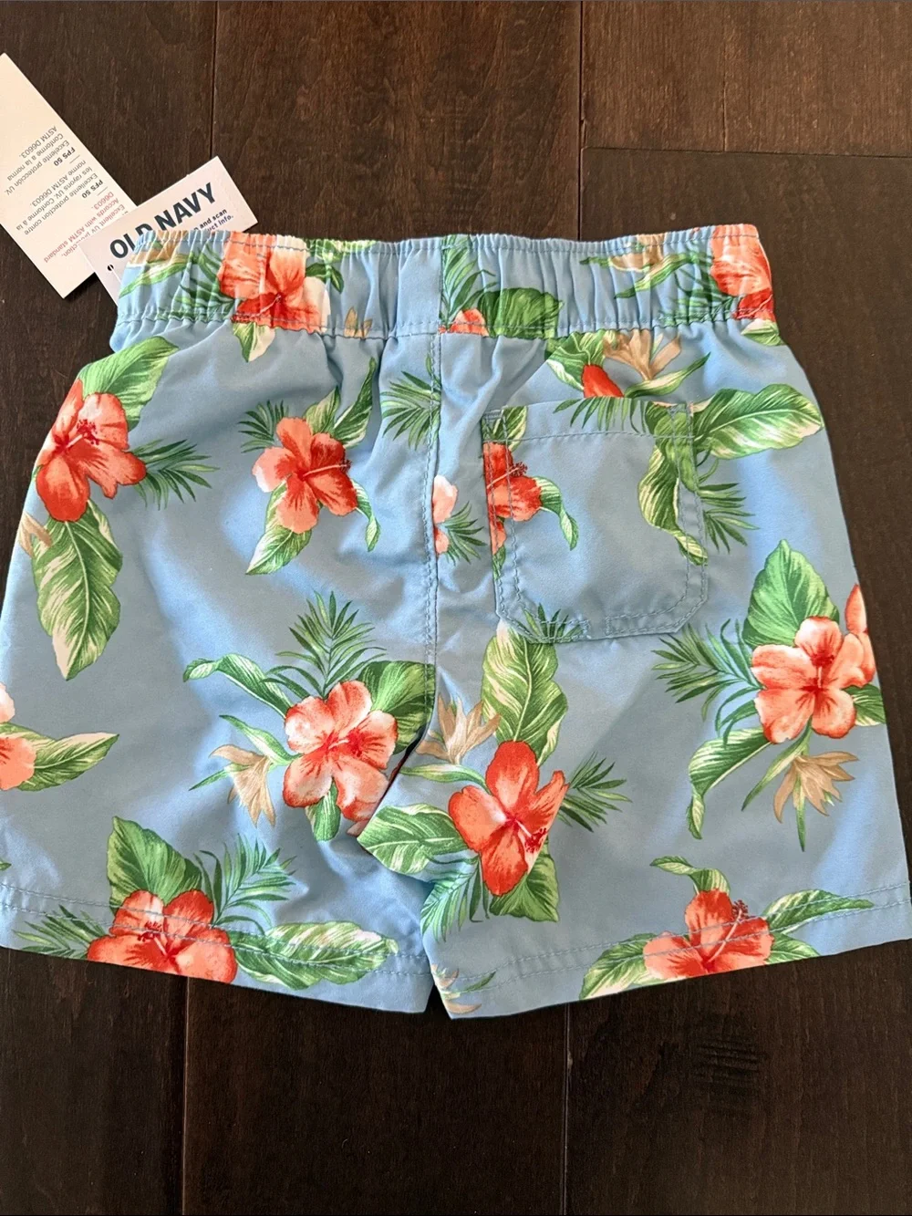 NWT Old Navy Blue Boys Tropical Hawaiian Swim Trunks